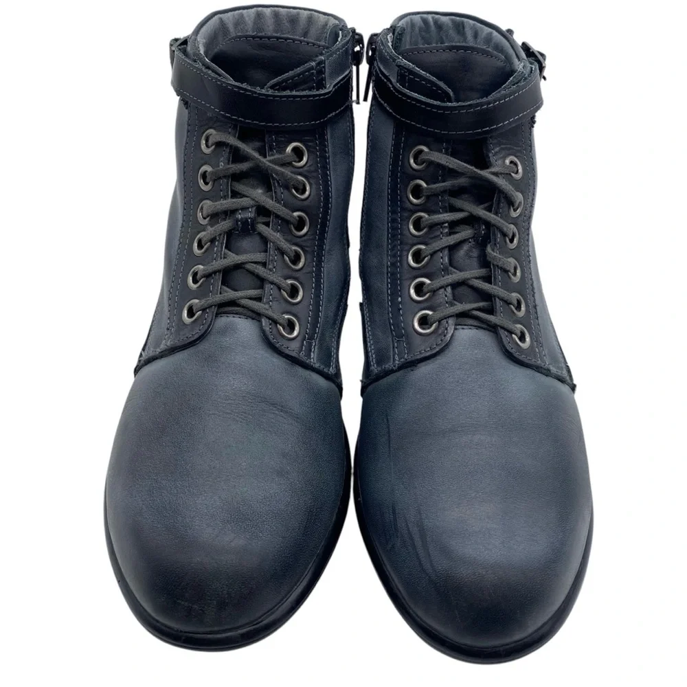 Naot Womens Shoes Kona Boots Sz 6 Gray Black Leather Ankle Lace Up Comfort - Picture 3 of 9